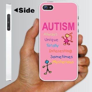 Autism Awareness  iPhone 5 Case   Always Unique Totally Interesting Sometimes Mysterious Design   White Protective Hard Case: Cell Phones & Accessories