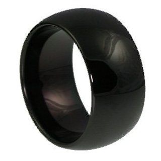 12mm Classic Dome Black Tungsten Ring: Mens Tungsten Ring: Jewelry