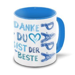 Tasse mit Motiv "Danke Papa" weiss/blau zum Vatertag: Küche & Haushalt
