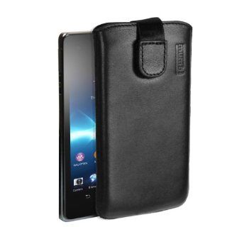 mumbi ECHT Ledertasche Sony Xperia V Tasche Leder Etui   Lasche mit Rckzugfunktion Ausziehhilfe: Elektronik