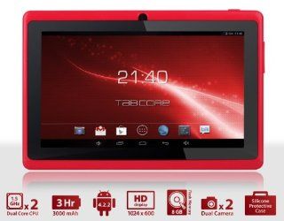 * *  PROMO * * 7" TABCORE 8GB HD Dual Core Google Android Tablet 1.5 Ghz Dual Camera 1024x600 HD Screen 512MB RAM Jelly Bean 4.2.2 (Android 4.4 KITKAT Update Supported Soon) Silicone Protection (red) Computers & Accessories