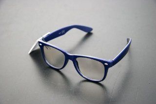 Wayfarer Style Hornbrille Sonnenbrille dunkelblau Brille UV Schutz Trendy 80er Retro: Sport & Freizeit