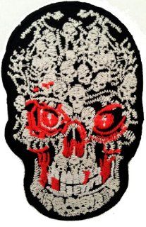 Cool Skull with skeleton tatoo Punk Rock Biker Patch ''6 x 9,5 cm''   Aufnher Aufbgler Applikation Applique Bgelbilder Flicken Embroidered Iron on Patches: Auto