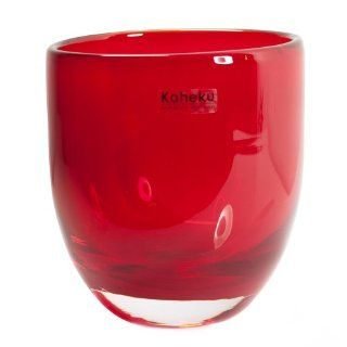 Windlicht Kbel Tischlicht BORNEO, hochwertiges Glas, rund, rot, Kaheku, 12 cm: Küche & Haushalt