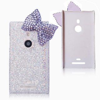 Lanveni Bogen Series fr Nokia Lumia 925 3D Glnzend Strass Schrg Bow Bling Glitzer Scales Harte Rckseite Hlle Case Handgefertigte Designer Silber: Elektronik