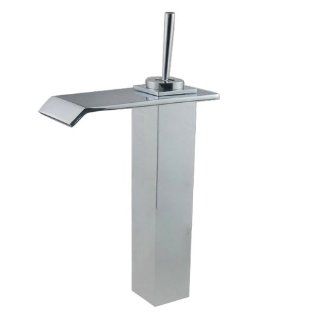 Aubig JN 8136 Quadratisch Badewanne Badezimmer Waschbecken aus Glas mit Wasserfall Wasserhahn Einhebel: Baumarkt