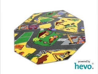 Baustelle gelb HEVO  Teppich  Spielteppich  Kinderteppich 200 cm Achteck: Küche & Haushalt