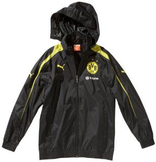 PUMA Kinder Jacke BVB Rain, black blazing yellow, 128, 742716 01: Sport & Freizeit
