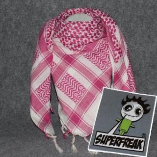 Superfreak PalituchPLO Schal100x100 cmPali Palstinenser Arafat Tuch100% Baumwolle, Farbe: weiss/rosa: Bekleidung