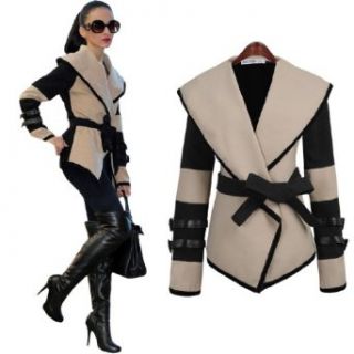 Miusol NEU Damen Jacke Mantel mit Grtel Gro gro Reverskragen revers Outwear Coat Gr36 44 (36/S): Bekleidung
