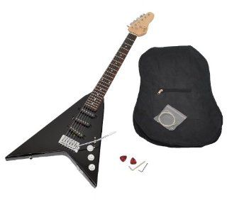 ts ideen Black Arrow Pfeil Design E Gitarre mit 3 Single Coils, Tremolo und Zubehr (Tasche, Saiten): Musikinstrumente