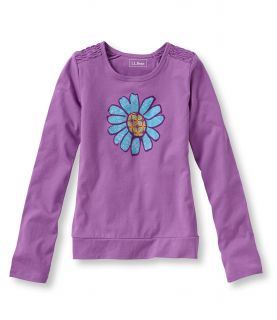 Girls Freeport Knits, Ruched Graphic Tee, Flower Little Girls