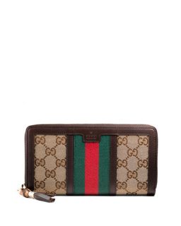 Gucci Rania Original GG Canvas Zip Around Wallet, Brown