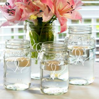 Two Hearts Mason Jar Centerpieces (Set of 4)   15074046 Tabletop Accents