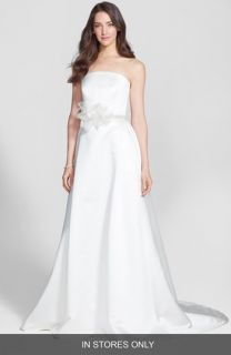 Jesús Peiró Illusion Overlay Bodice Embellished Waist Satin Dress (In Stores Only)