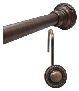Elegant Home Fashions Finial Rod   Rubbed Bronze/Hook: Round   Shower Curtain Hooks & Rods