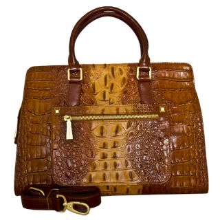 Leatherbay Italian Leather Campania Croc Print Handbag