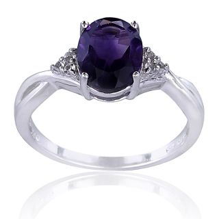 Glitzy Rocks Sterling Silver African Amethyst and Topaz Solitaire Ring