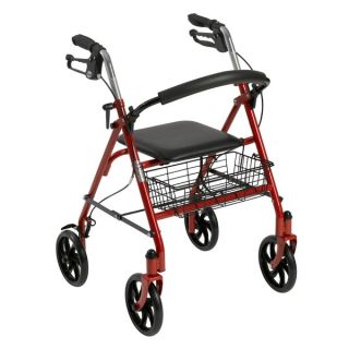Rollator 4 wheel Walker with Fold up Removable Back Support