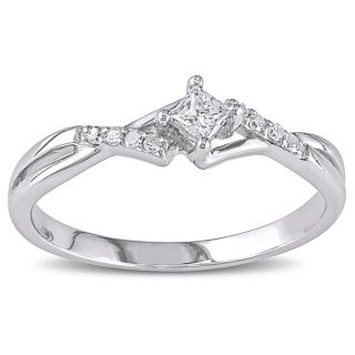Miadora 10k White Gold 1/10ct TDW Diamond Promise Ring (H I, I2 I3)