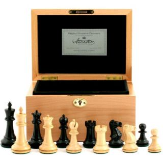 Jaques Fischer Spassky Boxwood / Ebony Chessmen in Beechwood Box