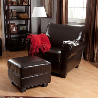 The Sonoma Brown Leather Club Chair and Ottoman   Buy More and Save!