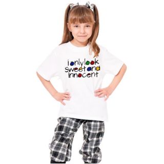 Youth White Printed I Only Look Sweet And Innocent Cotton T shirt