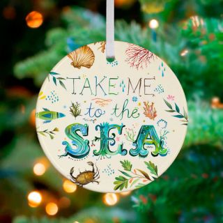 Take Me To The Sea Ornament by Katie Daisy by GreenBox Art