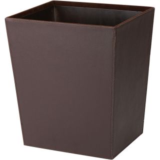 Chocolate Brown Leatherette Wastebasket with Tin Liner  