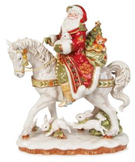 Fitz and Floyd Damask Santa on a Horse Figurine   Christmas Home Decor