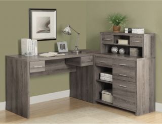 Monarch Reclaimed Look L Shaped Home Office Desk   Desks