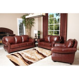 Abbyson Living Houston Semi Aniline Leather Sofa, Loveseat and
