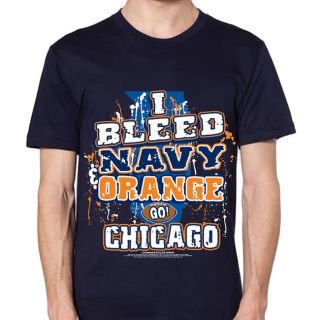 Chicago Football I Bleed Navy and Orange Go Chicago! T shirt