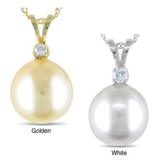 Miadora 14k White Gold South Sea Pearl Diamond Accent Necklace (9 10