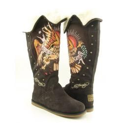 Ed Hardy Womens Brown Faux Fur lined Boots  ™ Shopping
