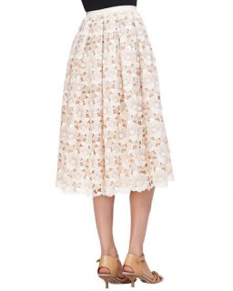 Michael Kors Collection Floral Lace Mid Calf Skirt, Muslin