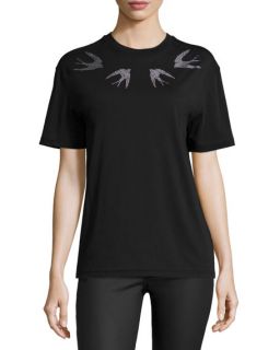 McQ Alexander McQueen Bird Embellished Classic T Shirt