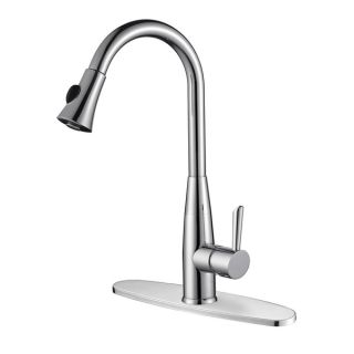 Ruvati RVF1228B1CH Pullout Spray Polished Chrome Kitchen Faucet with