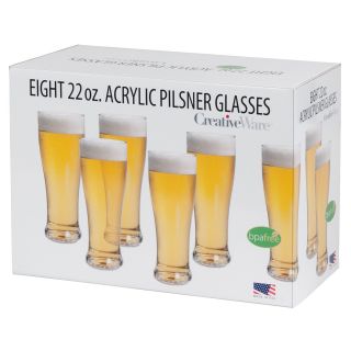 CreativeWare Acrylic Pilsner Beer Glass Set   8 Pack   Beer Glasses