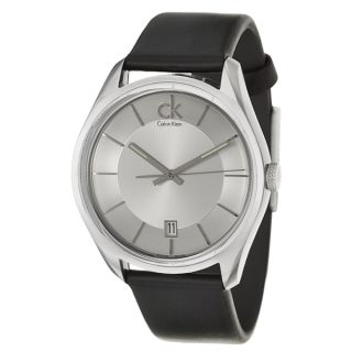 Calvin Klein Mens Masculine Black Leather Swiss Quartz Watch