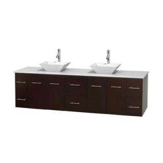 Wyndham Collection Centra 80 in. Double Vanity in Espresso with Solid Surface Vanity Top in White and Porcelain Sinks WCVW00980DESWSD2WMXX