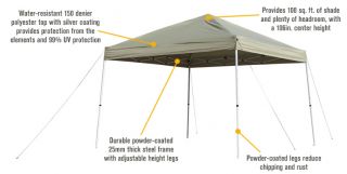 Ironton Instant Canopy — 10ft., x 10ft., Straight Leg, Khaki  Pop Up Canopies