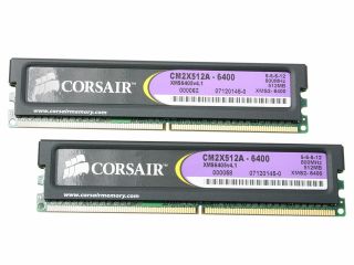 CORSAIR XMS2 1GB (2 x 512MB) 240 Pin DDR2 SDRAM DDR2 800 (PC2 6400) Dual Channel Kit Desktop Memory Model TWIN2X1024A 6400