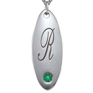 Chroma Sterling Silver May Birthstone Initial Necklace Made with SWAROVSKI GEMS B