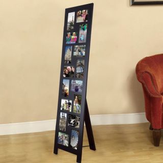 Adeco Black Wood Floor Standing Easel Picture Photo Frame with 16