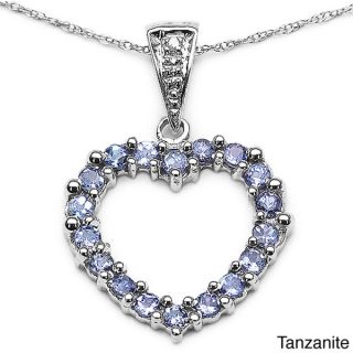 Malaika Sterling Silver Emerald or Tanzanite and Diamond Heart