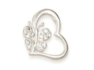 Sterling Silver CZ Heart with Butterfly Slide