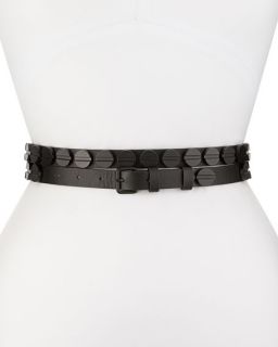 Haute Hippie Long & Winding Road Belt with Round Studs, Black