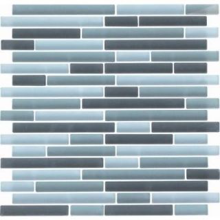 EPOCH Color Blends Gris Neblina 1600 Ms Matte Strips Mosaic Glass Mesh Mounted Tile   4 in. x 4 in. Tile Sample DISCONTINUED GRIS NEBLINA SAMPLE