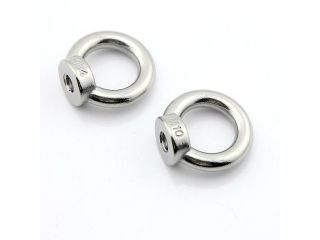 Pack of 2pcs M10 Nuts Threaded Ring Shape Eyed Silver Stainless Steel 304